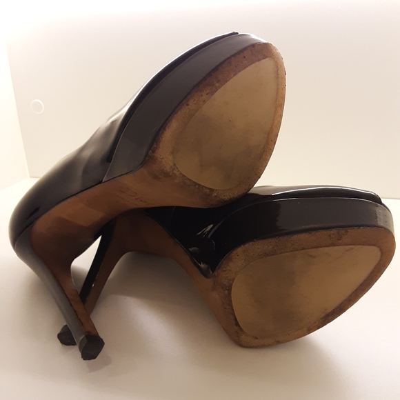 AUTHENTIC CHRISTIAN DIOR MISS DIOR PEEP TOE PUMPS IN BLACK PATENT 40 - Picture 8 of 8